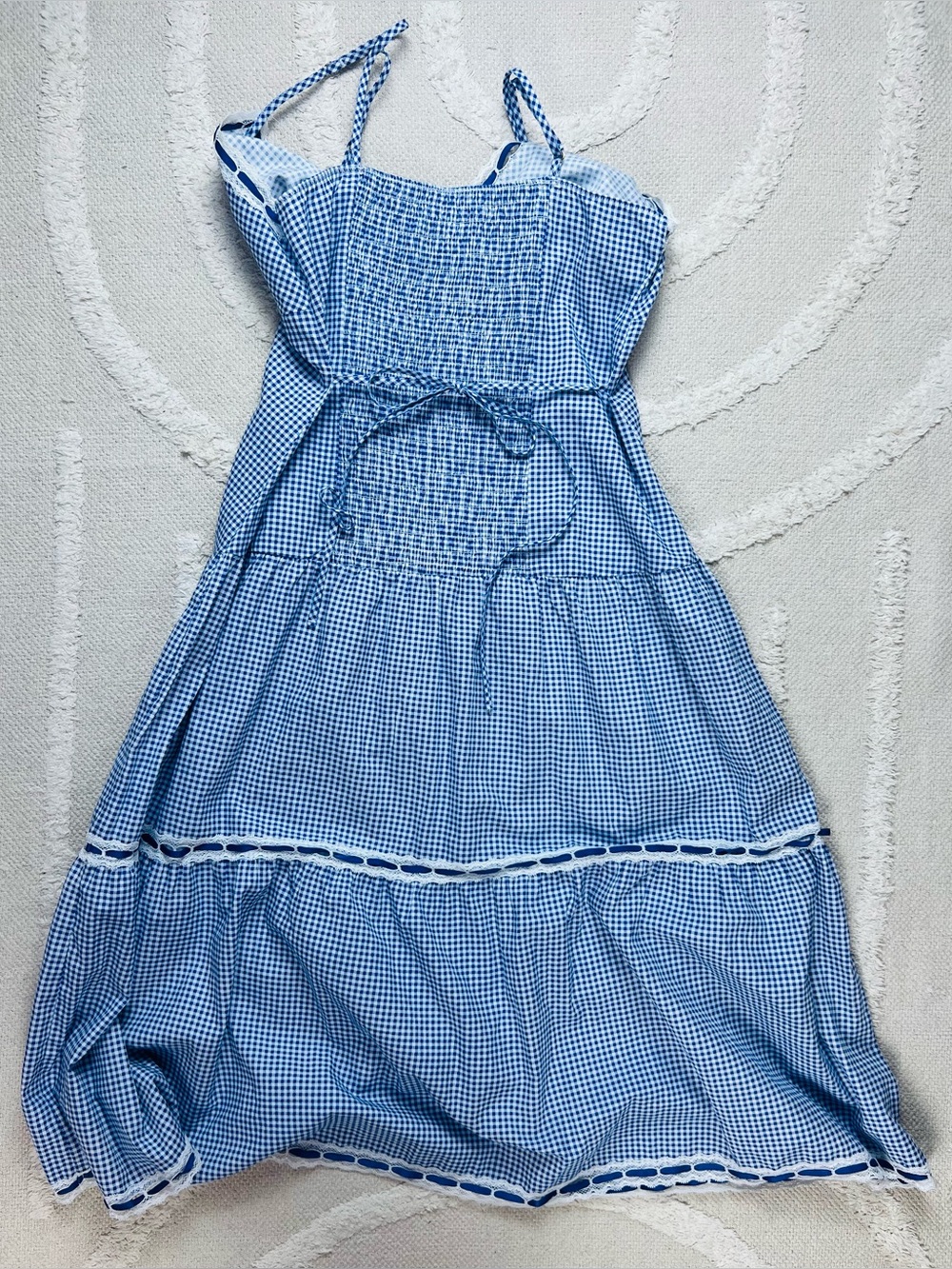 Frankie’s Bikinis x VS Pink Indiana Blue Gingham Lace Trim Sundress – Size M - Picture 6 of 14
